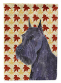 Schnauzer Giant Fall Leaves Portrait House Flag 28x40 Porch Sleeve Pole Decorative Outside Yard Banner Artwork Wall Hanging, Polyester