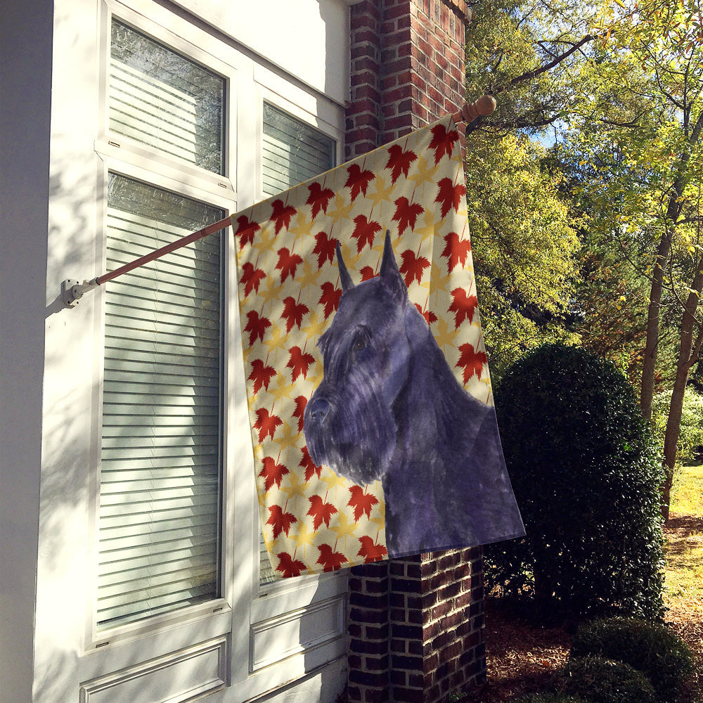 Schnauzer Giant Fall Leaves Portrait House Flag 28x40 Porch Sleeve Pole Decorative Outside Yard Banner Artwork Wall Hanging, Polyester