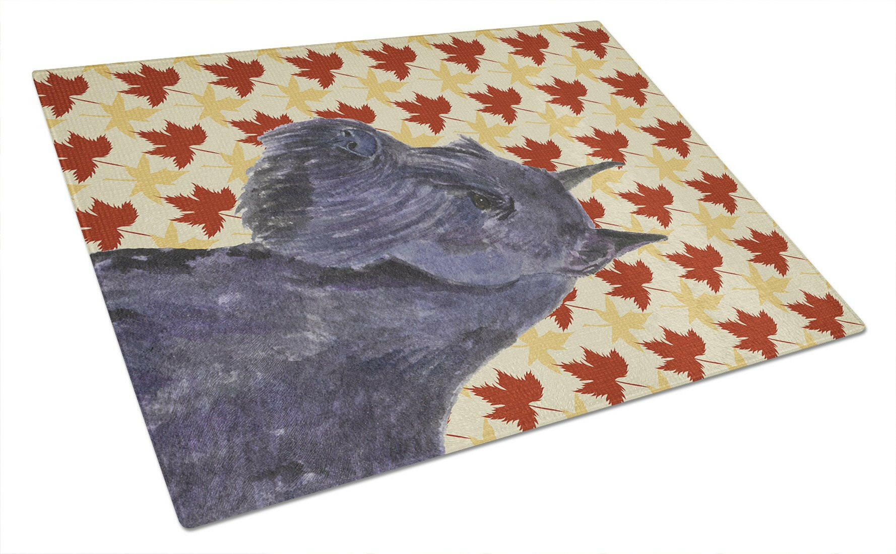 Schnauzer Giant Fall Leaves Portrait Cutting Board Tempered Glass Kitchen Cutting Surface, Heat Resistant Chopping, Non-Slip Feet, Food Prep & Serving