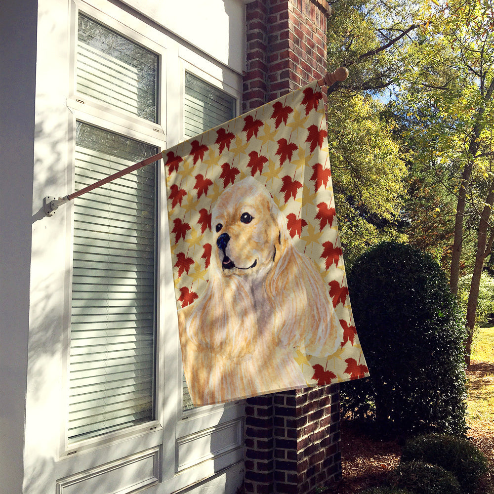 Cocker Spaniel Fall Leaves Portrait House Flag 28x40 Porch Sleeve Pole Decorative Outside Yard Banner Artwork Wall Hanging, Polyester