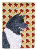 Akita Fall Leaves Portrait House Flag 28x40 Porch Sleeve Pole Decorative Outside Yard Banner Artwork Wall Hanging, Polyester