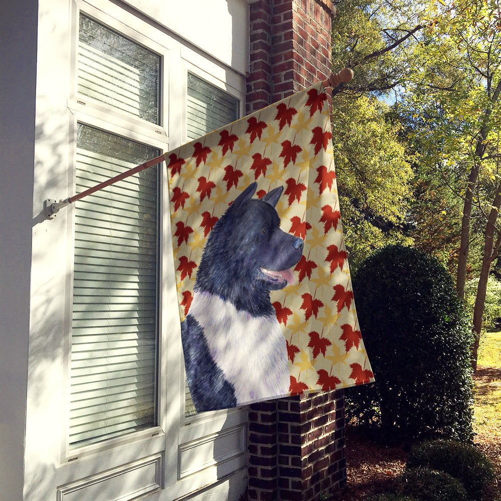 Akita Fall Leaves Portrait House Flag 28x40 Porch Sleeve Pole Decorative Outside Yard Banner Artwork Wall Hanging, Polyester