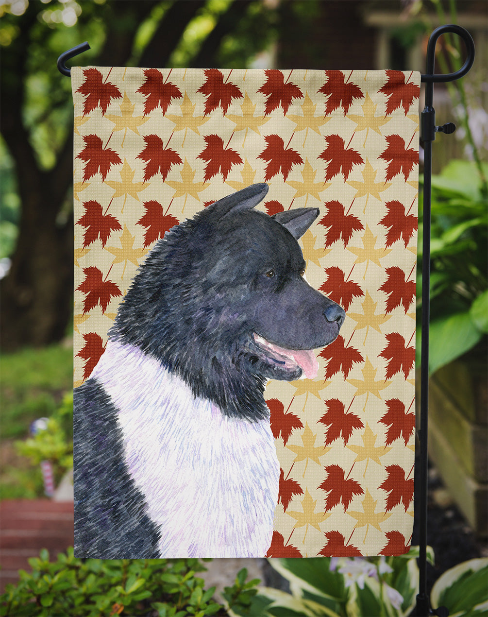 Akita Fall Leaves Portrait Garden Flag Mailbox Decorative Yard Banner Outside Patio Artwork for Flower Beds, Garden Size, Multicolor