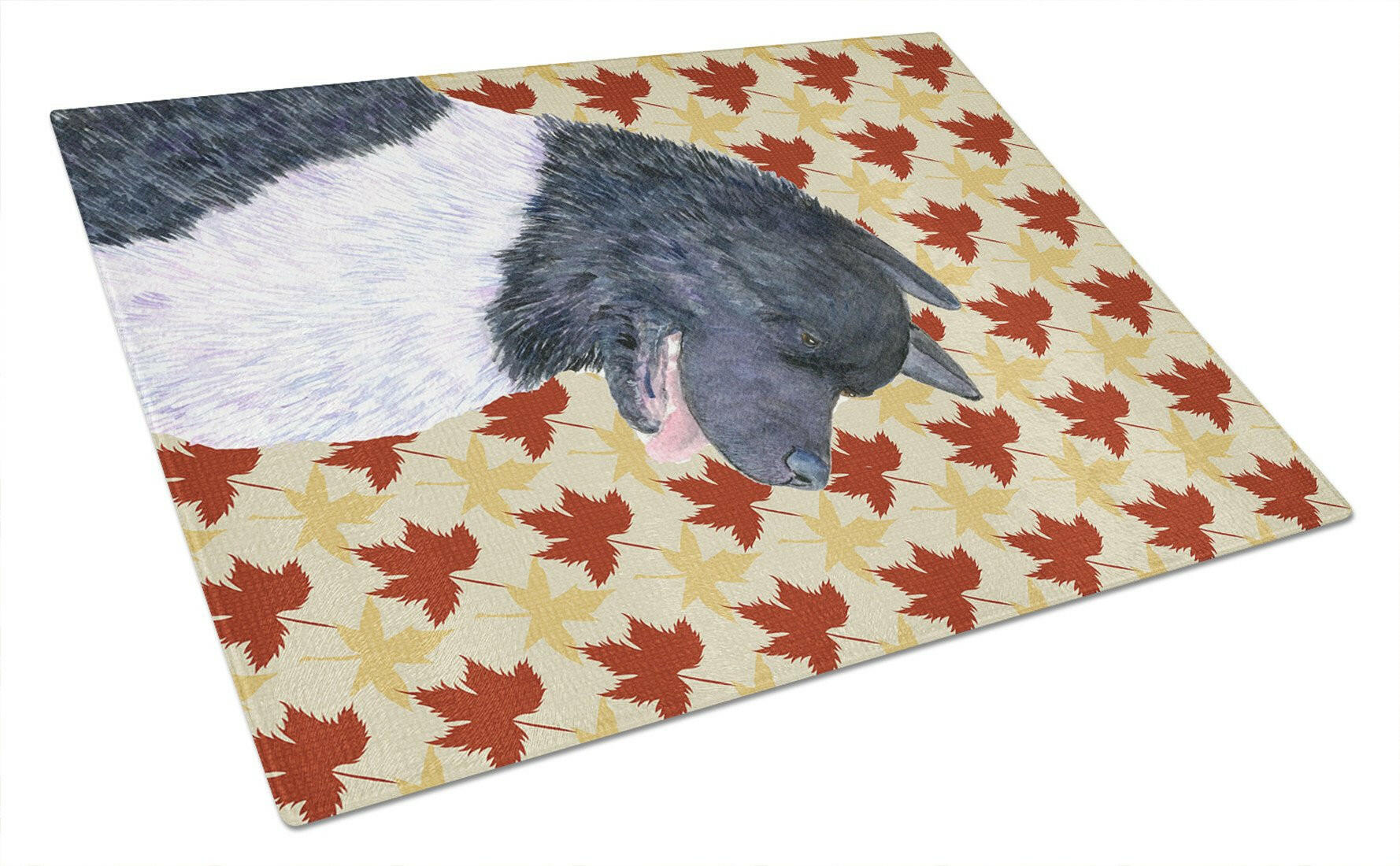 Akita Fall Leaves Portrait Cutting Board Tempered Glass Kitchen Cutting Surface, Heat Resistant Chopping, Non-Slip Feet, Food Prep & Serving