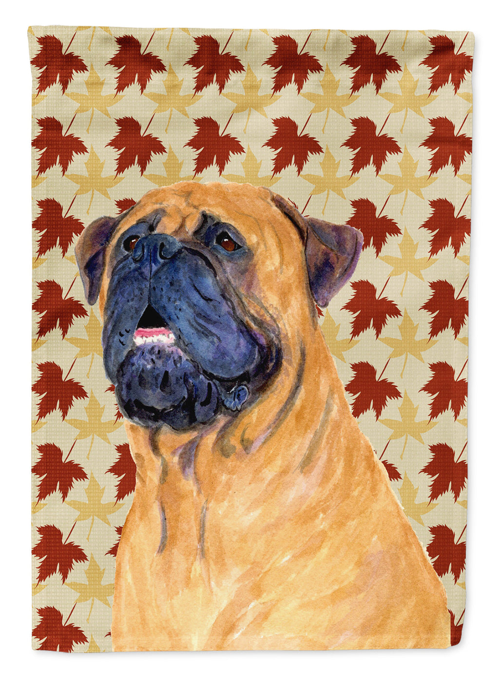 Mastiff Fall Leaves Portrait House Flag 28x40 Porch Sleeve Pole Decorative Outside Yard Banner Artwork Wall Hanging, Polyester