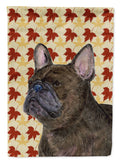 French Bulldog Fall Leaves Portrait House Flag 28x40 Porch Sleeve Pole Decorative Outside Yard Banner Artwork Wall Hanging, Polyester