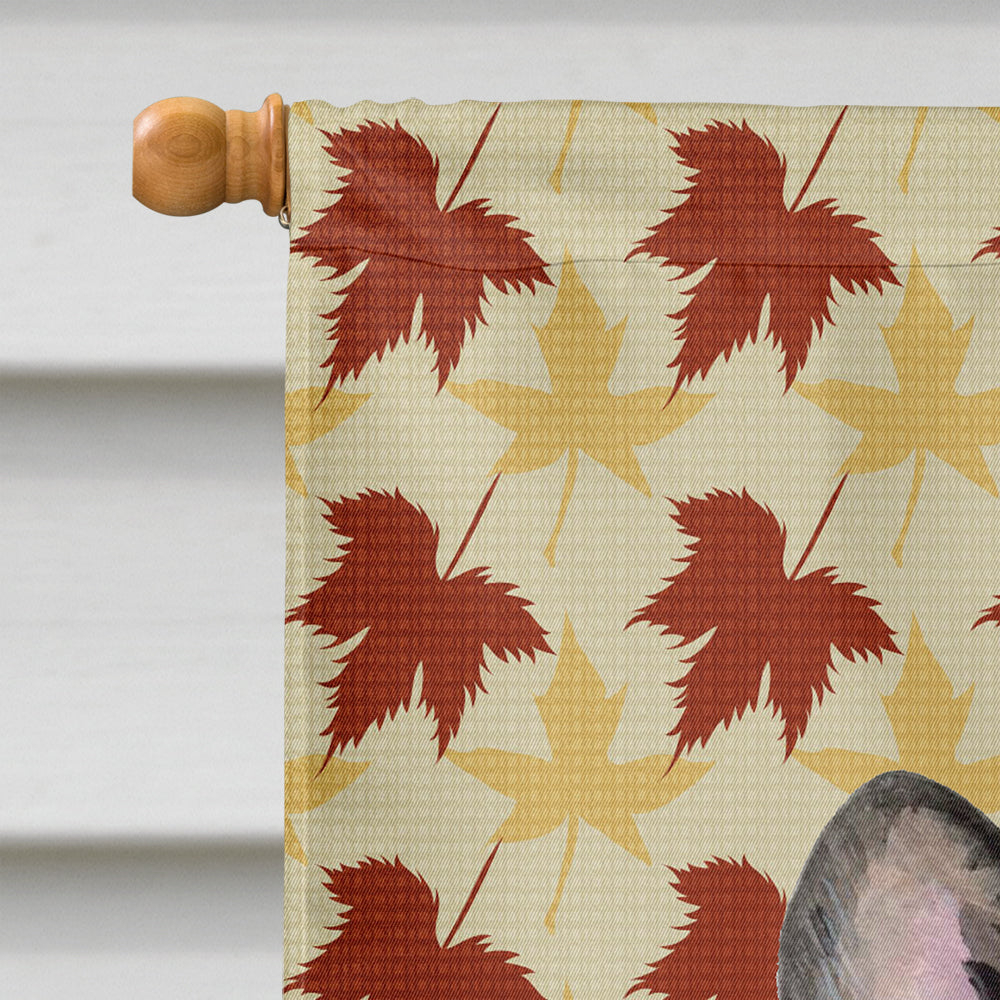 French Bulldog Fall Leaves Portrait House Flag 28x40 Porch Sleeve Pole Decorative Outside Yard Banner Artwork Wall Hanging, Polyester