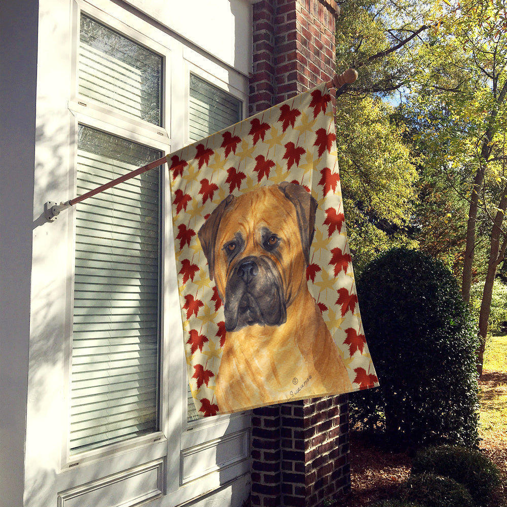 Bullmastiff Fall Leaves Portrait House Flag 28x40 Porch Sleeve Pole Decorative Outside Yard Banner Artwork Wall Hanging, Polyester