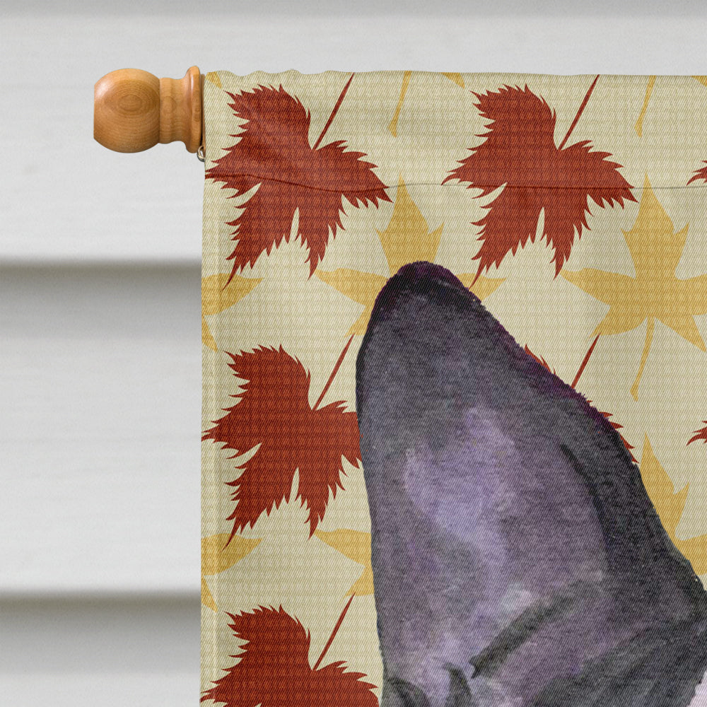 Boston Terrier Fall Leaves Portrait House Flag 28x40 Porch Sleeve Pole Decorative Outside Yard Banner Artwork Wall Hanging, Polyester