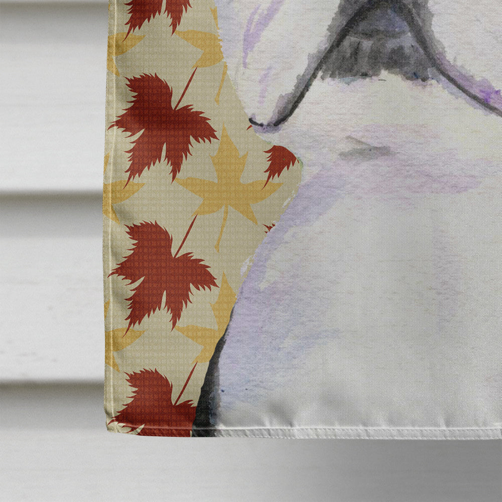 Boston Terrier Fall Leaves Portrait House Flag 28x40 Porch Sleeve Pole Decorative Outside Yard Banner Artwork Wall Hanging, Polyester