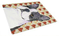 Boston Terrier Fall Leaves Portrait Cutting Board Tempered Glass Kitchen Cutting Surface, Heat Resistant Chopping, Non-Slip Feet, Food Prep & Serving