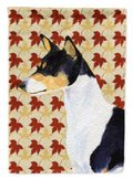 Basenji Fall Leaves Portrait House Flag 28x40 Porch Sleeve Pole Decorative Outside Yard Banner Artwork Wall Hanging, Polyester