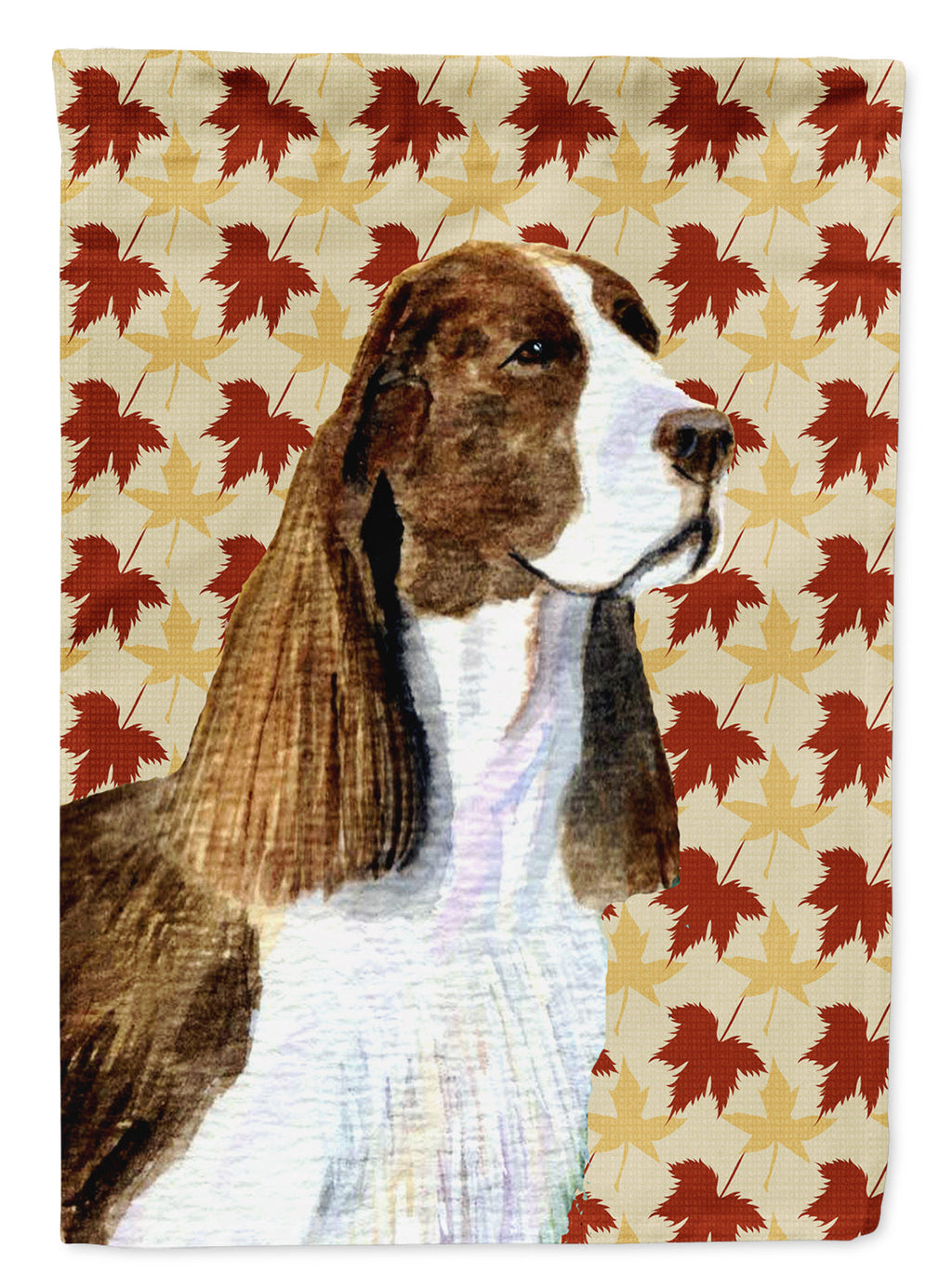Springer Spaniel Fall Leaves Portrait House Flag 28x40 Porch Sleeve Pole Decorative Outside Yard Banner Artwork Wall Hanging, Polyester