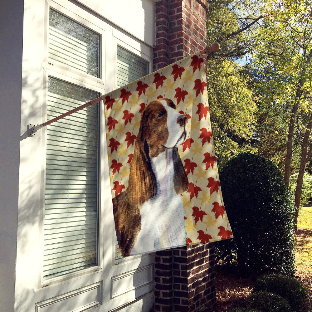 Springer Spaniel Fall Leaves Portrait House Flag 28x40 Porch Sleeve Pole Decorative Outside Yard Banner Artwork Wall Hanging, Polyester