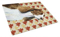 Springer Spaniel Fall Leaves Portrait Cutting Board Tempered Glass Kitchen Cutting Surface, Heat Resistant Chopping, Non-Slip Feet, Food Prep & Serving
