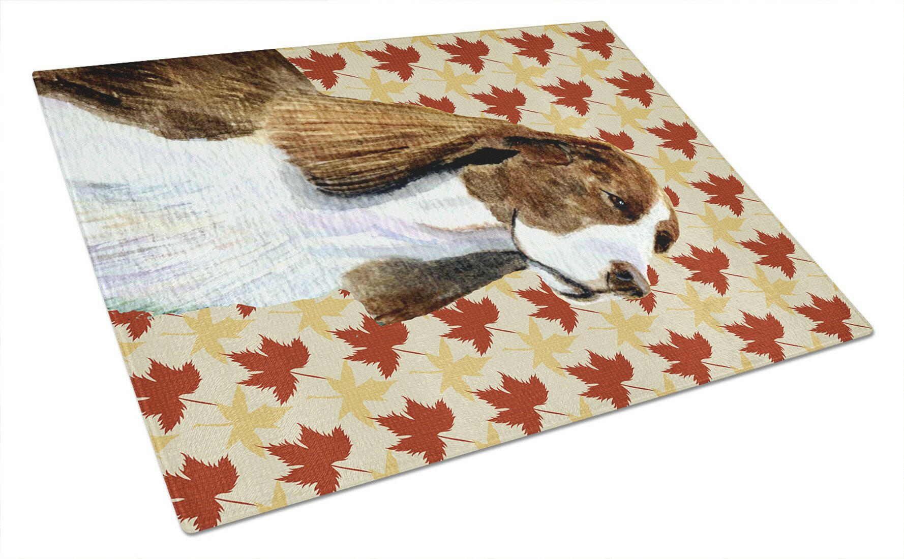Springer Spaniel Fall Leaves Portrait Cutting Board Tempered Glass Kitchen Cutting Surface, Heat Resistant Chopping, Non-Slip Feet, Food Prep & Serving