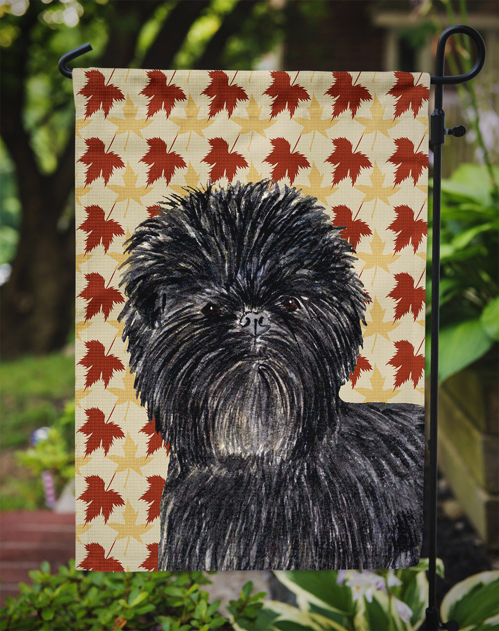 Affenpinscher Fall Leaves Portrait Garden Flag Mailbox Decorative Yard Banner Outside Patio Artwork for Flower Beds, Garden Size, Multicolor