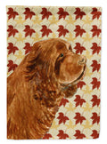 Sussex Spaniel Fall Leaves Portrait House Flag 28x40 Porch Sleeve Pole Decorative Outside Yard Banner Artwork Wall Hanging, Polyester