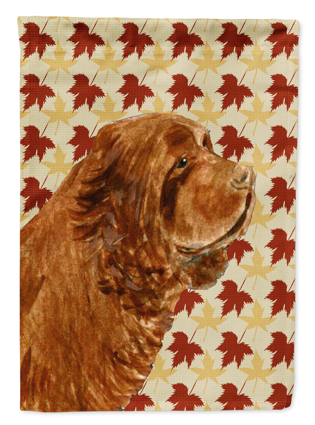 Sussex Spaniel Fall Leaves Portrait House Flag 28x40 Porch Sleeve Pole Decorative Outside Yard Banner Artwork Wall Hanging, Polyester