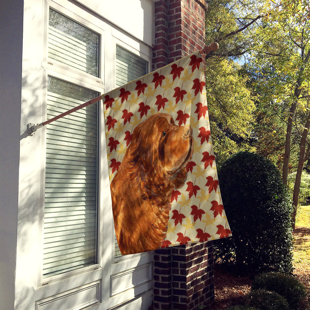 Sussex Spaniel Fall Leaves Portrait House Flag 28x40 Porch Sleeve Pole Decorative Outside Yard Banner Artwork Wall Hanging, Polyester