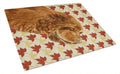 Sussex Spaniel Fall Leaves Portrait Cutting Board Tempered Glass Kitchen Cutting Surface, Heat Resistant Chopping, Non-Slip Feet, Food Prep & Serving