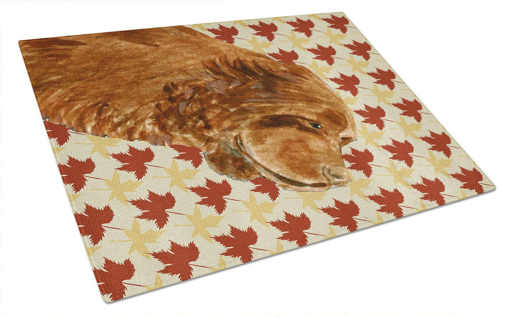 Sussex Spaniel Fall Leaves Portrait Cutting Board Tempered Glass Kitchen Cutting Surface, Heat Resistant Chopping, Non-Slip Feet, Food Prep & Serving