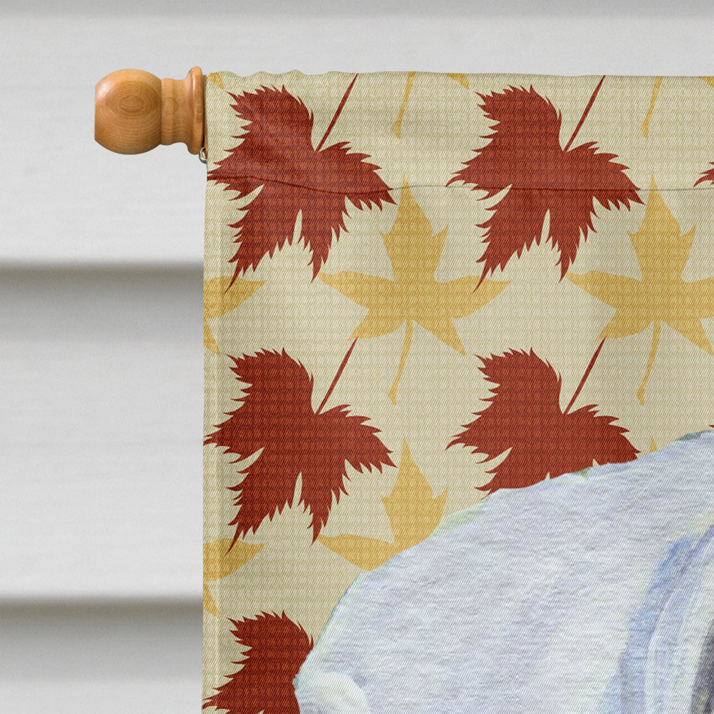 Boxer White Fall Leaves Portrait House Flag 28x40 Porch Sleeve Pole Decorative Outside Yard Banner Artwork Wall Hanging, Polyester