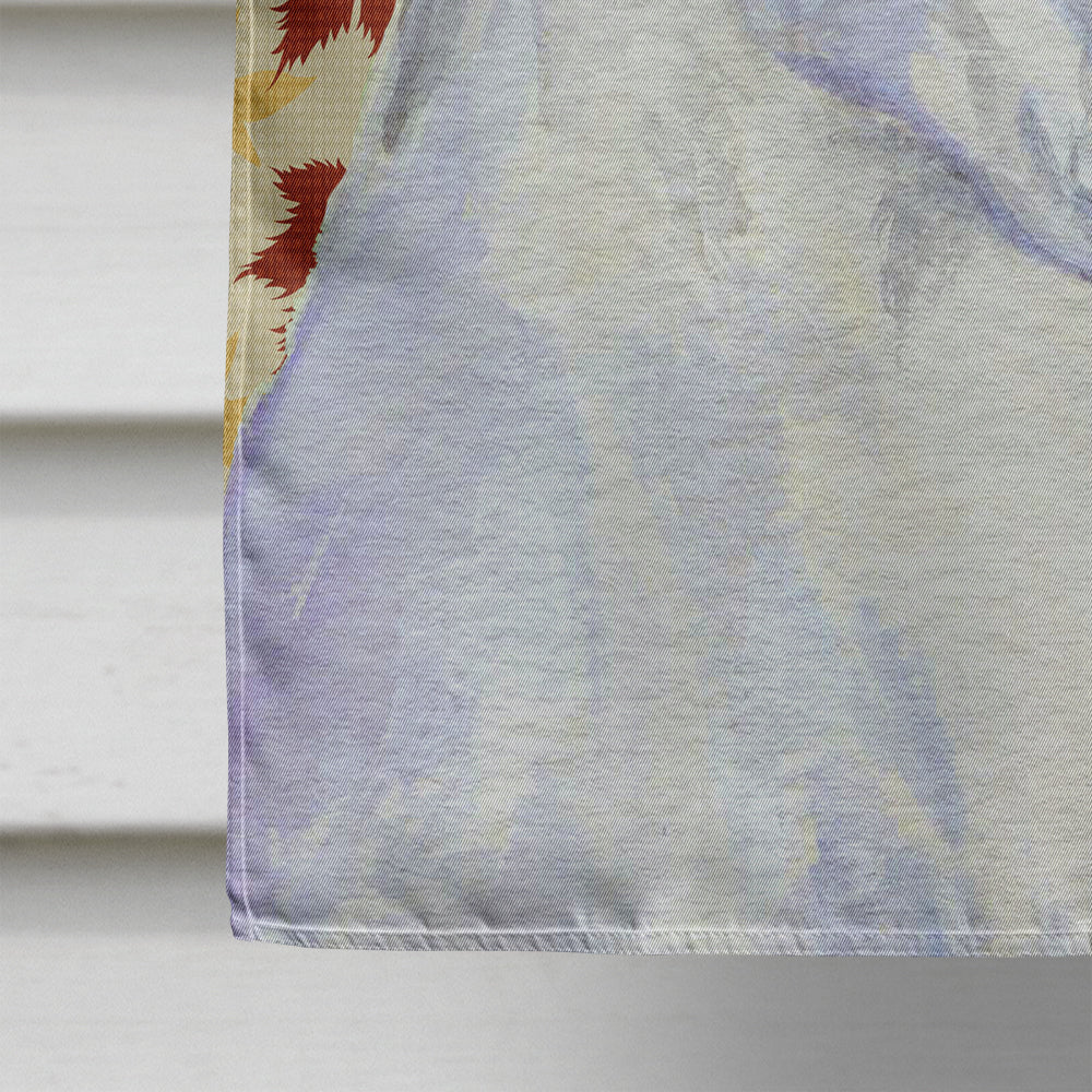 Boxer White Fall Leaves Portrait House Flag 28x40 Porch Sleeve Pole Decorative Outside Yard Banner Artwork Wall Hanging, Polyester