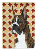 Boxer Brindle Fall Leaves Portrait House Flag 28x40 Porch Sleeve Pole Decorative Outside Yard Banner Artwork Wall Hanging, Polyester