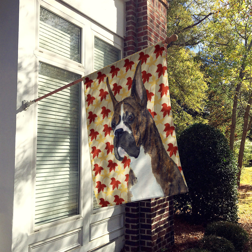 Boxer Brindle Fall Leaves Portrait House Flag 28x40 Porch Sleeve Pole Decorative Outside Yard Banner Artwork Wall Hanging, Polyester