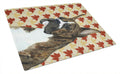 Boxer Brindle Fall Leaves Portrait Cutting Board Tempered Glass Kitchen Cutting Surface, Heat Resistant Chopping, Non-Slip Feet, Food Prep & Serving