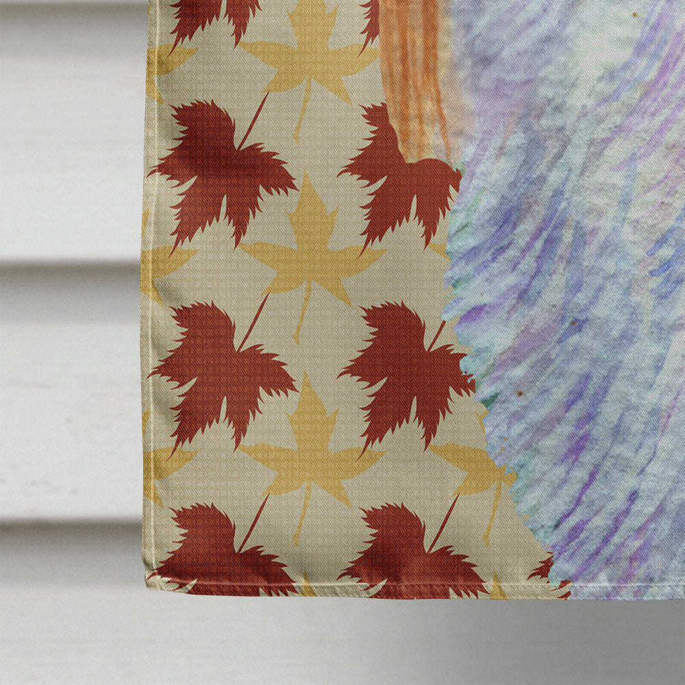 English Toy Spaniel Fall Leaves Portrait House Flag 28x40 Porch Sleeve Pole Decorative Outside Yard Banner Artwork Wall Hanging, Polyester