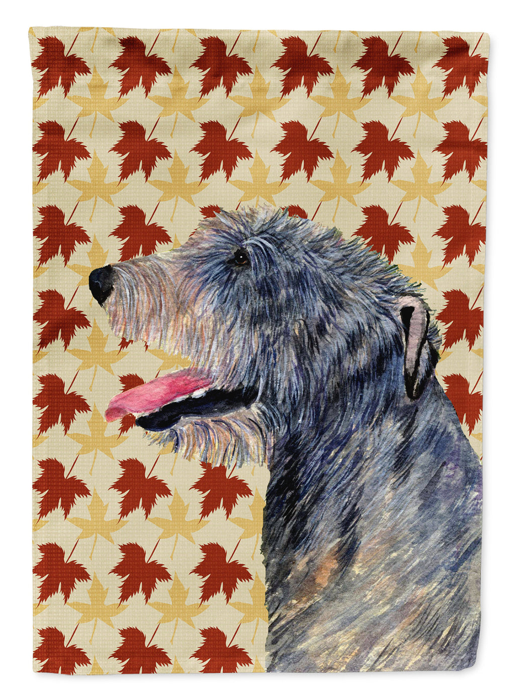 Irish Wolfhound Fall Leaves Portrait House Flag 28x40 Porch Sleeve Pole Decorative Outside Yard Banner Artwork Wall Hanging, Polyester