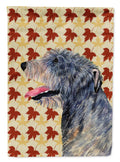 Irish Wolfhound Fall Leaves Portrait House Flag 28x40 Porch Sleeve Pole Decorative Outside Yard Banner Artwork Wall Hanging, Polyester