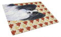 Papillon Fall Leaves Portrait Cutting Board Tempered Glass Kitchen Cutting Surface, Heat Resistant Chopping, Non-Slip Feet, Food Prep & Serving