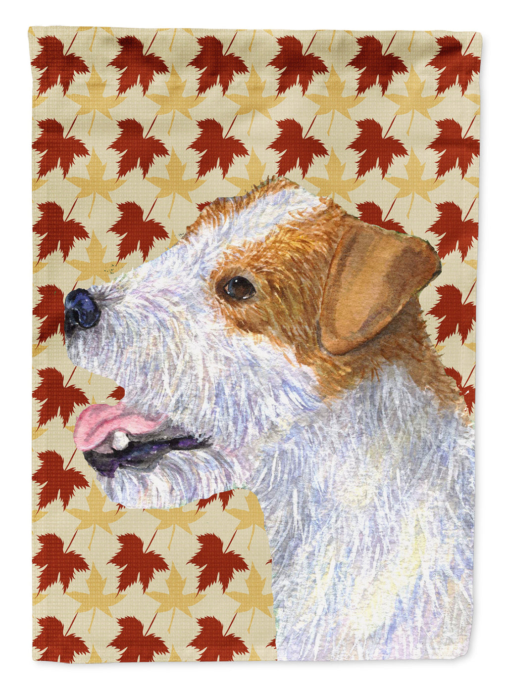 Jack Russell Terrier Fall Leaves Portrait House Flag 28x40 Porch Sleeve Pole Decorative Outside Yard Banner Artwork Wall Hanging, Polyester