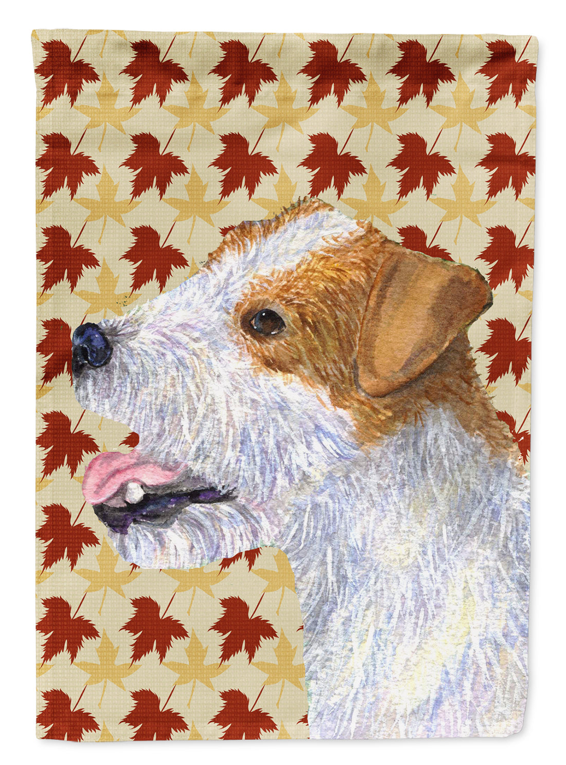 Jack Russell Terrier Fall Leaves Portrait House Flag 28x40 Porch Sleeve Pole Decorative Outside Yard Banner Artwork Wall Hanging, Polyester