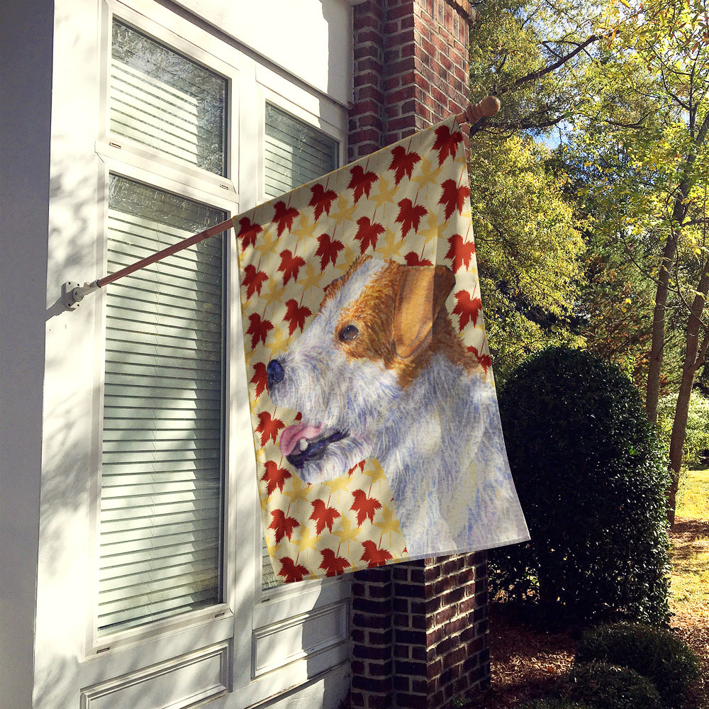 Jack Russell Terrier Fall Leaves Portrait House Flag 28x40 Porch Sleeve Pole Decorative Outside Yard Banner Artwork Wall Hanging, Polyester