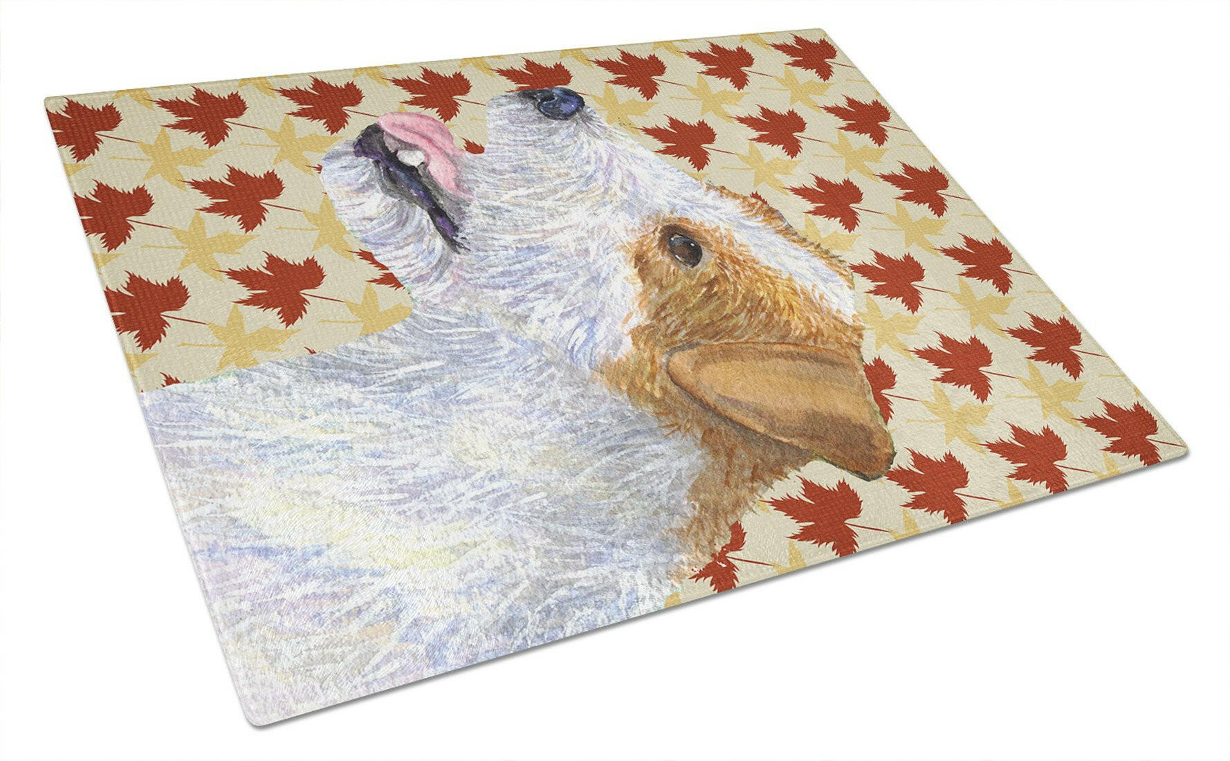 Jack Russell Terrier Fall Leaves Portrait Cutting Board Tempered Glass Kitchen Cutting Surface, Heat Resistant Chopping, Non-Slip Feet, Food Prep & Serving