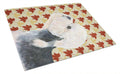 Dandie Dinmont Terrier Fall Leaves Portrait Cutting Board Tempered Glass Kitchen Cutting Surface, Heat Resistant Chopping, Non-Slip Feet, Food Prep & Serving