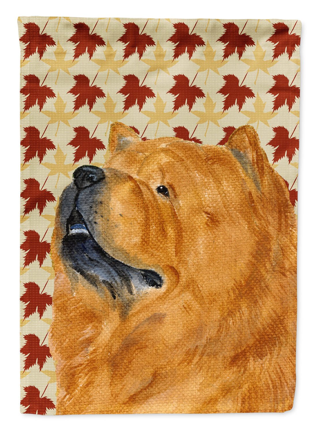 Chow Chow Fall Leaves Portrait House Flag 28x40 Porch Sleeve Pole Decorative Outside Yard Banner Artwork Wall Hanging, Polyester