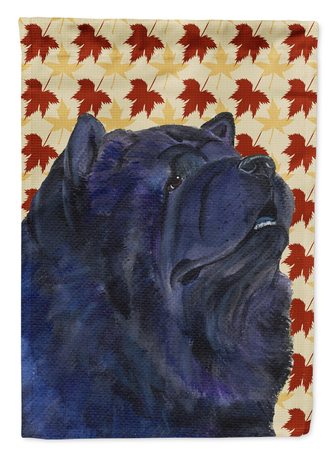 Chow Chow Fall Leaves Portrait House Flag 28x40 Porch Sleeve Pole Decorative Outside Yard Banner Artwork Wall Hanging, Polyester