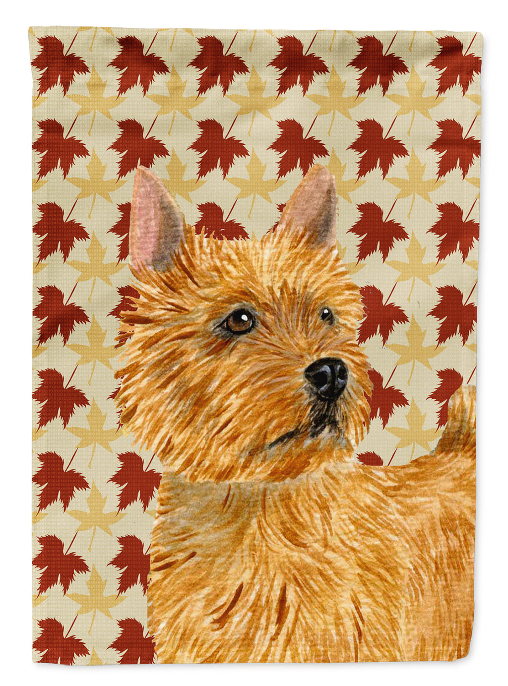 Norwich Terrier Fall Leaves Portrait House Flag 28x40 Porch Sleeve Pole Decorative Outside Yard Banner Artwork Wall Hanging, Polyester