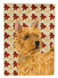 Norwich Terrier Fall Leaves Portrait House Flag 28x40 Porch Sleeve Pole Decorative Outside Yard Banner Artwork Wall Hanging, Polyester