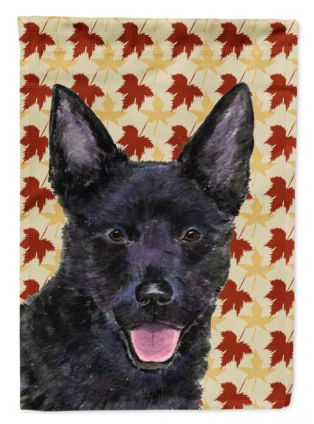 Australian Kelpie Fall Leaves Portrait House Flag 28x40 Porch Sleeve Pole Decorative Outside Yard Banner Artwork Wall Hanging, Polyester