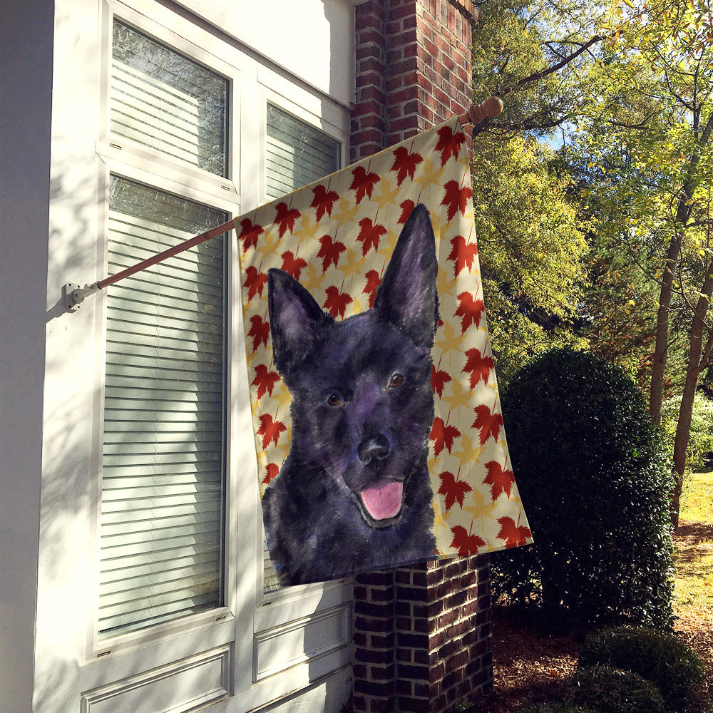 Australian Kelpie Fall Leaves Portrait House Flag 28x40 Porch Sleeve Pole Decorative Outside Yard Banner Artwork Wall Hanging, Polyester