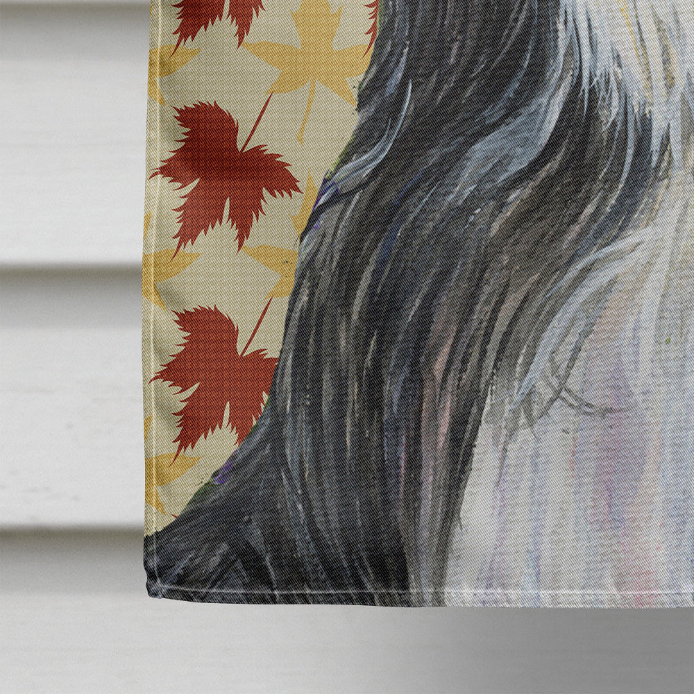 Bearded Collie Fall Leaves Portrait House Flag 28x40 Porch Sleeve Pole Decorative Outside Yard Banner Artwork Wall Hanging, Polyester