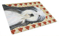 Bearded Collie Fall Leaves Portrait Cutting Board Tempered Glass Kitchen Cutting Surface, Heat Resistant Chopping, Non-Slip Feet, Food Prep & Serving
