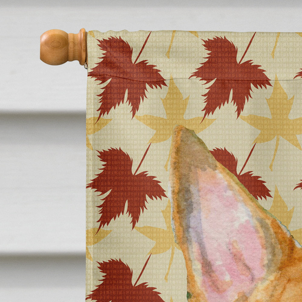 Bull Terrier Fall Leaves Portrait House Flag 28x40 Porch Sleeve Pole Decorative Outside Yard Banner Artwork Wall Hanging, Polyester