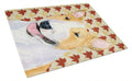 Bull Terrier Fall Leaves Portrait Cutting Board Tempered Glass Kitchen Cutting Surface, Heat Resistant Chopping, Non-Slip Feet, Food Prep & Serving